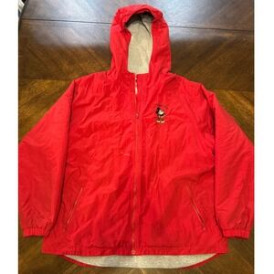 Walt Disney World Mickey Mouse Red Hooded Jacket XL Windbreaker |F1